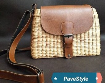 Wicker Rattan Solihiya Bag With Bamboo Handle - Etsy