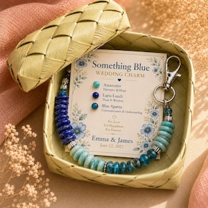 Something Blue Wedding Favor, Personalized Wedding Charm, Wedding Guest Gift, Bridal Shower Favor, Wedding Keepsake, Blue Crystal Charm
