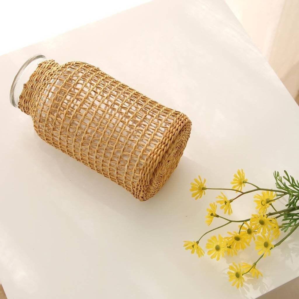 Rattan Vase Woven Vase Straw Vase Handicraft Vase Etsy