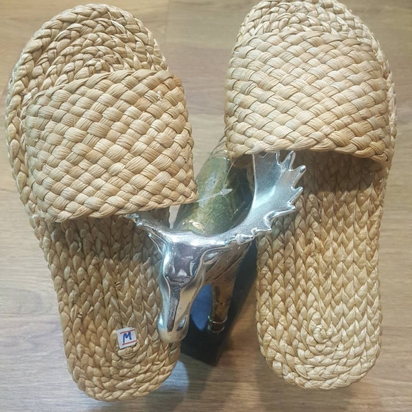 seagrass slippers, straw sandal, Bohemian, raffia shoes, barefoot,  Beach wedding shoes, raffia slippers, greek bridal, water hyacinth