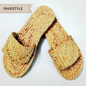 Seagrass Straw Slippers, Bohemian Raffia Sandal, Beach Wedding Shoes