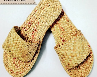 Seagrass Straw Slippers, Bohemian Raffia Sandal, Beach Wedding Shoes