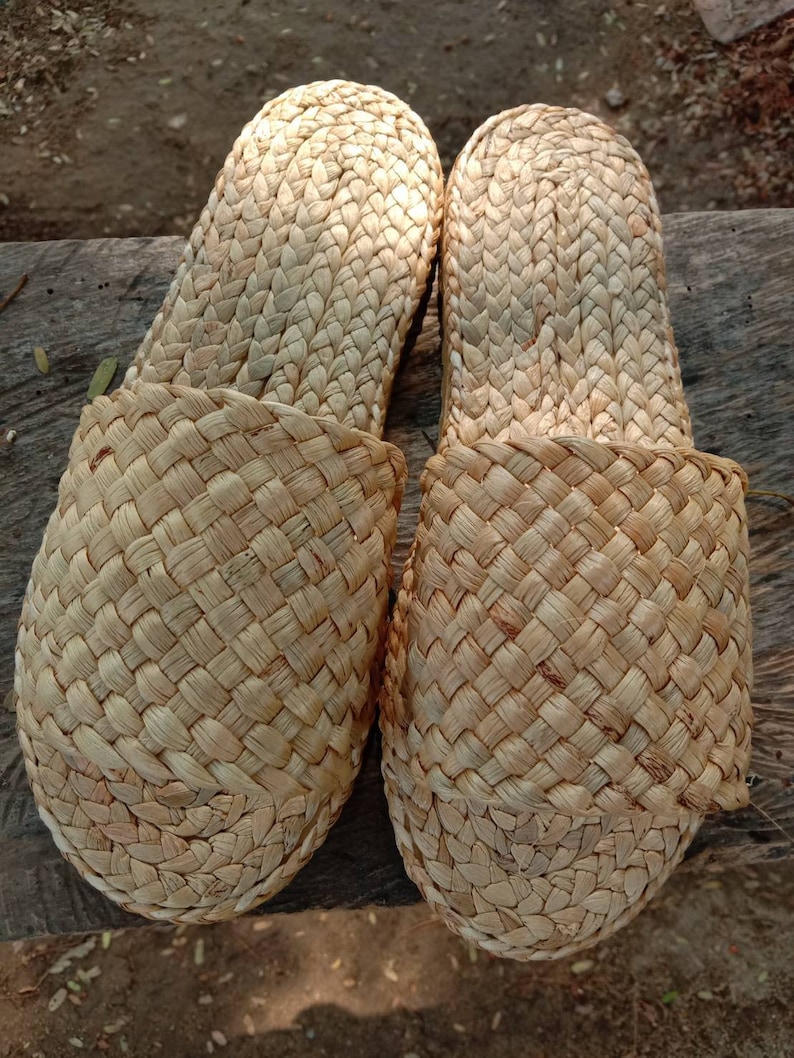 Seagrass Slippers Straw Sandal Bohemian Raffia Shoes Etsy