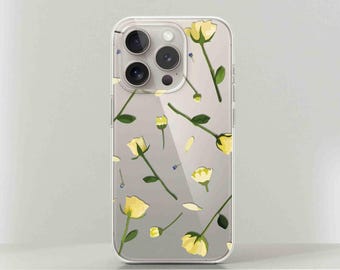 Floral TPU Phone Case: Yellow Rose Design