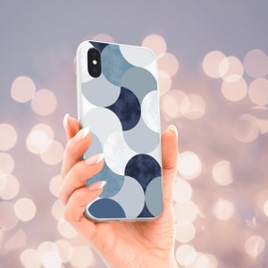 Blaue geometrische Kreise iPhone Hülle: Moderne Kunst Handyhülle