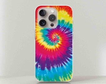 Coque de portable tie and dye : coque en TPU tourbillonnante arc-en-ciel