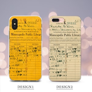 Vintage telefoonhoesje voor iPhone 16 15 14 13 12 11 Pro Max SE-hoesje, bibliotheekkaart Google Pixel 9 8 Pro-hoesje, krant voor Samsung S24-hoesje