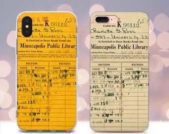 Funda para teléfono con diseño de tarjeta de biblioteca vintage: cubierta protectora de TPU