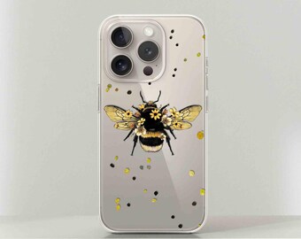 Funda para iPhone con diseño de abeja: diseño floral de escarabajo, cubierta protectora de TPU