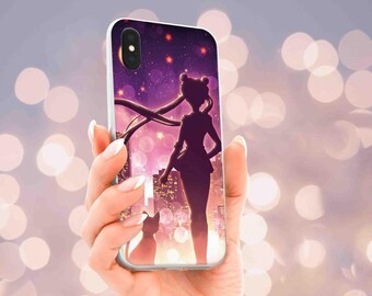 Funda para teléfono con diseño de gato anime, funda para iPhone SE 8 Plus X XR XS 11 12 13 14 15 Pro Max, funda para Samsung Galaxy S10 S20 S21 S22 S23 Fe, funda para Google Pixel