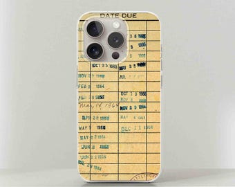 Funda para teléfono con diseño de tarjeta de biblioteca vintage: cubierta protectora de TPU