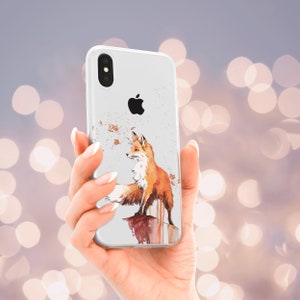 Fox iPhone caso SE 8 Plus X XR XS 11 12 13 14 15 Pro Max Samsung caso S10 S20 S21 S22 S23 Nota Google pixel caso Fox Animal pintura imagen 6