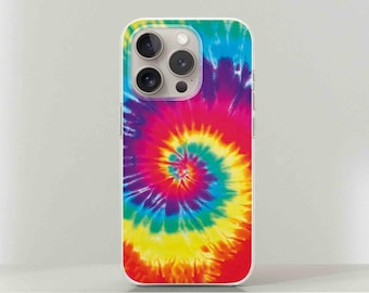 Coque de portable tie-dye : motif tourbillon arc-en-ciel, matériau TPU