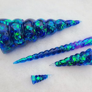 Deep Blue Purple Iridescent  Glitter Unicorn Horn for Decor or Cosplay (Ask Me About Making Custom Colours And Sizes)
