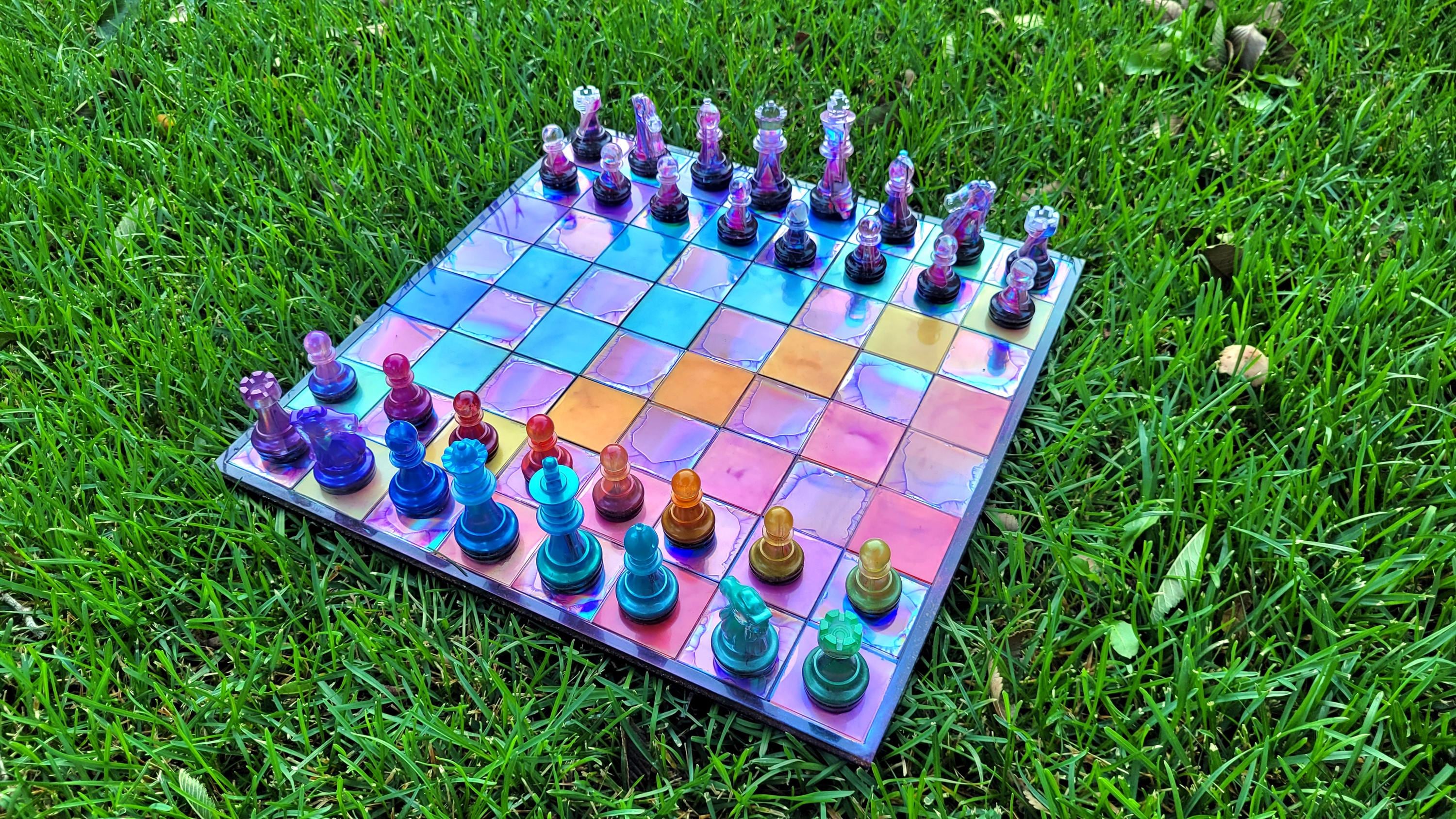 Purple, Rainbow, and Black Chess Set Made to Order, Made From Recycled ...