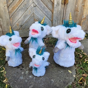 Unicorse Bluey Unicorn Hand Puppet with Moveable Hands and Mouth Piece (Made to Order)