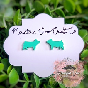 Livestock Stud Earrings, Goat, Cow, Chicken, Ear Tag, Cow Head, Pig, Sheep, Lamb, Stock Show gifts, Minimalist Stud Earrings, Hypoallergenic