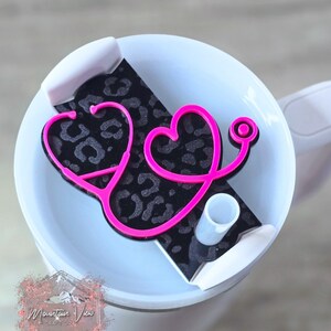 Stethoscope Heart Tumbler Topper, Nurse Gifts, RN/CNA/LPN/Medical Field, 20oz 30oz 40oz tumbler topper, H2.0 Tumbler Topper, leopard print