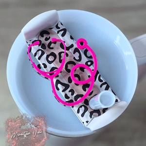 Stethoscope Tumbler Topper, Nurse Gifts, RN/CNA/LPN/Medical Field, 20oz 30oz 40oz tumbler topper, H2.0 Tumbler Topper, leopard print
