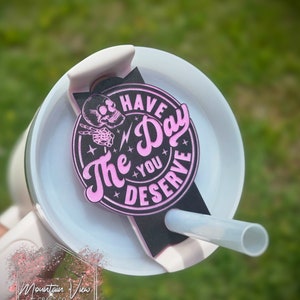 Have The Day You Deserve Tumbler Topper, 20oz 30oz 40oz tumbler topper, Sarcastic tumbler topper, H2.0 Tumbler Topper, Tumbler Lid