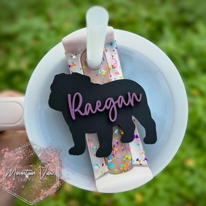Personalized English Bulldog Tumbler Topper, 20oz 30oz 40oz tumbler topper, dog tumbler topper, H2.0 Tumbler Topper, bulldog gifts