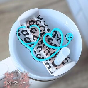 Stethoscope Heart Tumbler Topper, Nurse Gifts, RN/CNA/LPN/Medical Field, 20oz 30oz 40oz tumbler topper, H2.0 Tumbler Topper, leopard print