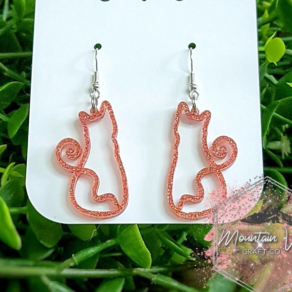 Cute Cat Dangle Fishhook Earrings, Cat Gifts, Cat Earrings, Hypoallergenic, Cat Mom, Cat Mama, Cat Jewelry