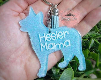 Customizable Heeler Keychain, Personalized Heeler Keychain, Personalized Heeler Gifts, Heeler Mama, Dog Mom Gifts, Blue Heeler, Red Heeler