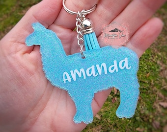 Customizable llama Glitter keychain, personalized llama keychain, llama gifts, livestock keychain, llama mama
