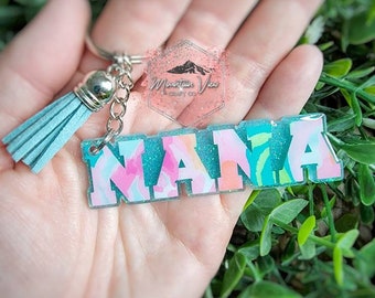 Customizable Nana keychain, Glitter nana keychain, grandma keychain, personalized mother's day gift, grandma gifts, gifts for nana