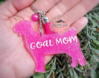Customizable Show Goat 4H Glitter keychain, personalized goat keychain, 4H show gifts, livestock keychain, boer goat, goat mom, goat gifts