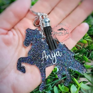 Customizable Saddlebred Horse Glitter keychain, personalized saddlebred keychain, personalized horse gifts, saddlebred gifts