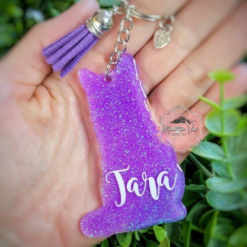 Customizable cat mom glitter keychain, personalized cat mom keychain, cat lover gifts, cat mom gifts, short hair cat keychain