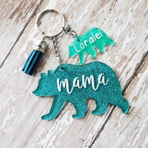 ready to ship RTS Mom glitter keychain mama bear bag tag mom keychain summer decal key chain tribe mom sprinkles gift for mom