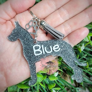 Customizable Great Dane Glittter Keychain, Personalized Great Dane Keychain, Great Dane Mom, Great Dane Gifts, Great Dane Mama