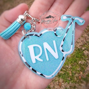 Customizable Registered Nurse Keychain, Glitter RN Keychain, Nurse ...