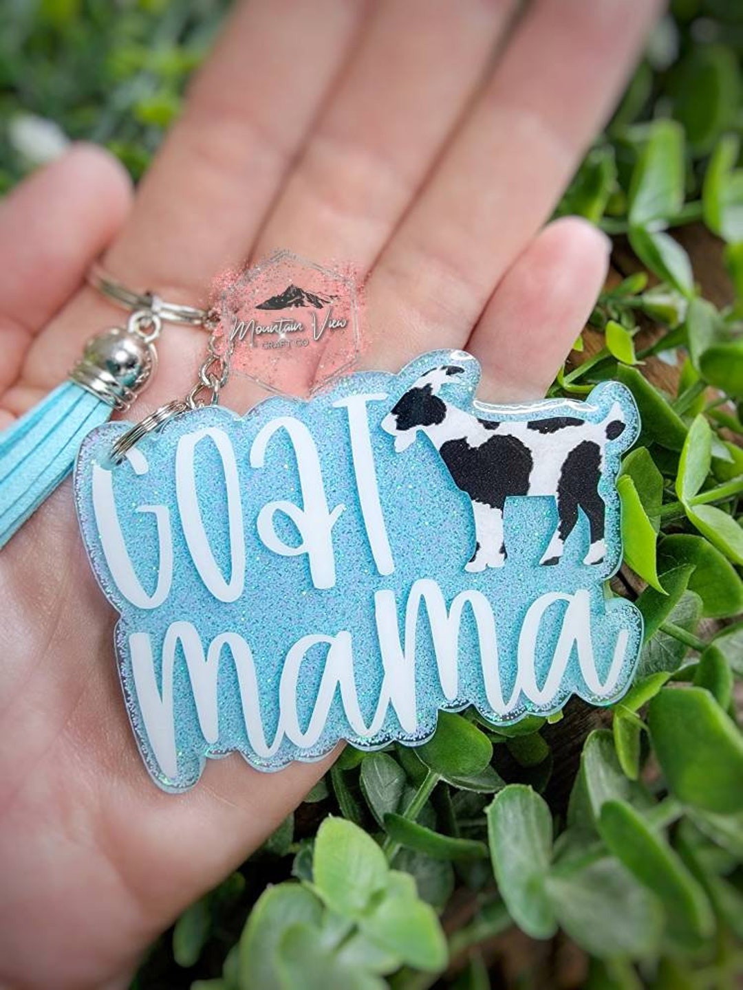 Customizable Goat Mama Glitter Keychain, Goat Mama Keychain, Goat ...
