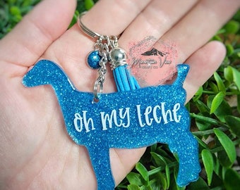 Customizable Lamancha Goat Glitter keychain, personalized lamancha goat keychain, dairy goat gifts, livestock keychain, goat mom