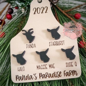 Personalized Goat Family Ornament, farm ornament, personalized family christmas ornament, goat ornament, goat decor, custom goat ornament