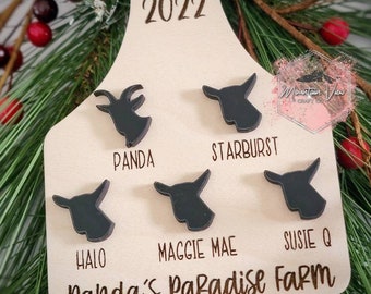 Personalized Goat Family Ornament, farm ornament, personalized family christmas ornament, goat ornament, goat decor, custom goat ornament
