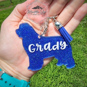 Customizable newfoundland glitter keychain, personalized newfoundland keychain, newfoundland mama keychain, newfoundland mom,