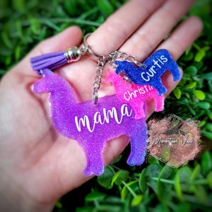 Customizable mama llama with baby llamas keychain set, personalized llama keychain, mama llama keychain set, personalized mother's day gift