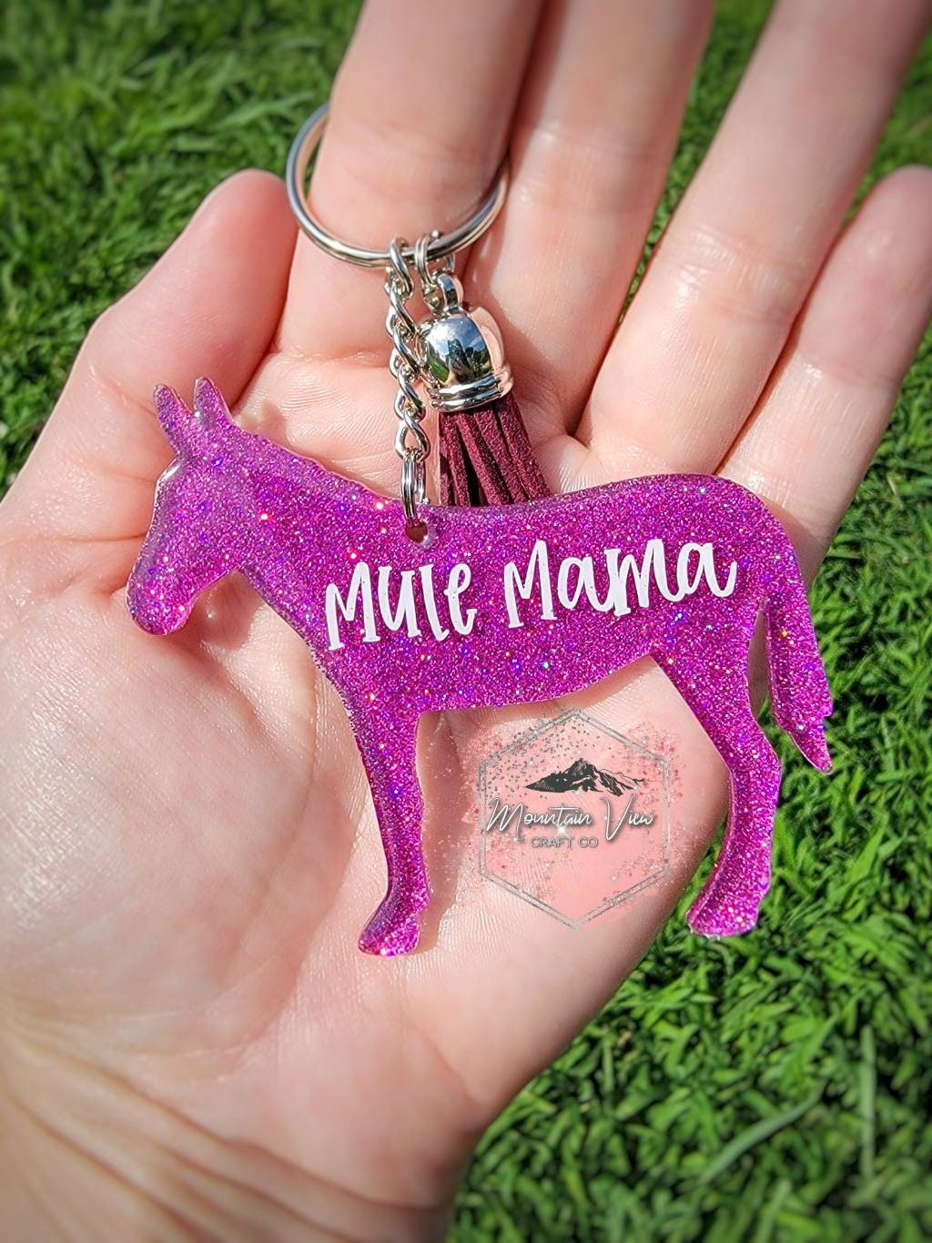 Customizable Mule Glitter keychain personalized mule Etsy.de