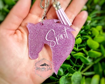 Customizable Horse Glitter keychain, personalized horse keychain, equestrian gifts, custom horse gifts, horse key ring, horse accessories