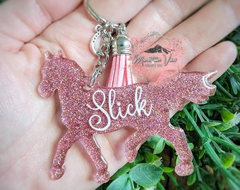 Customizable Arabian Horse Glitter keychain, personalized arabian keychain, personalized horse gifts, arabian gifts, horse keychain