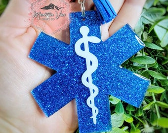 Personalized Star of Life EMS keychain, EMS keychain, paramedic keychain, EMT keychain, star of life gifts, paramedic gifts