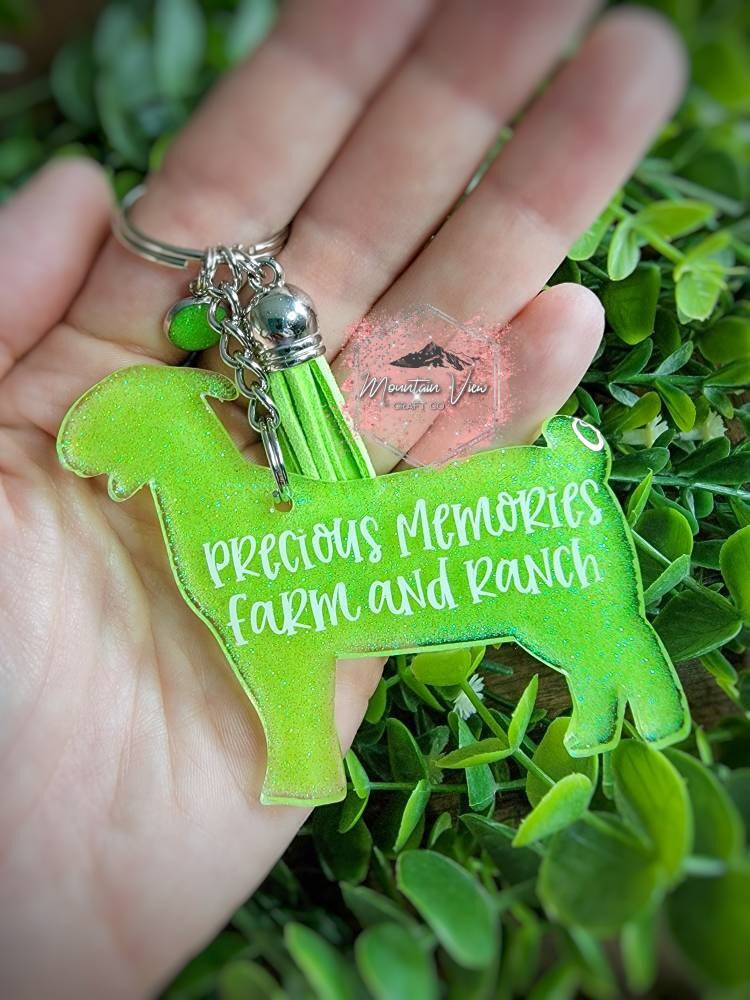Customizable Show Goat 4H Glitter Keychain, Personalized Goat Keychain ...