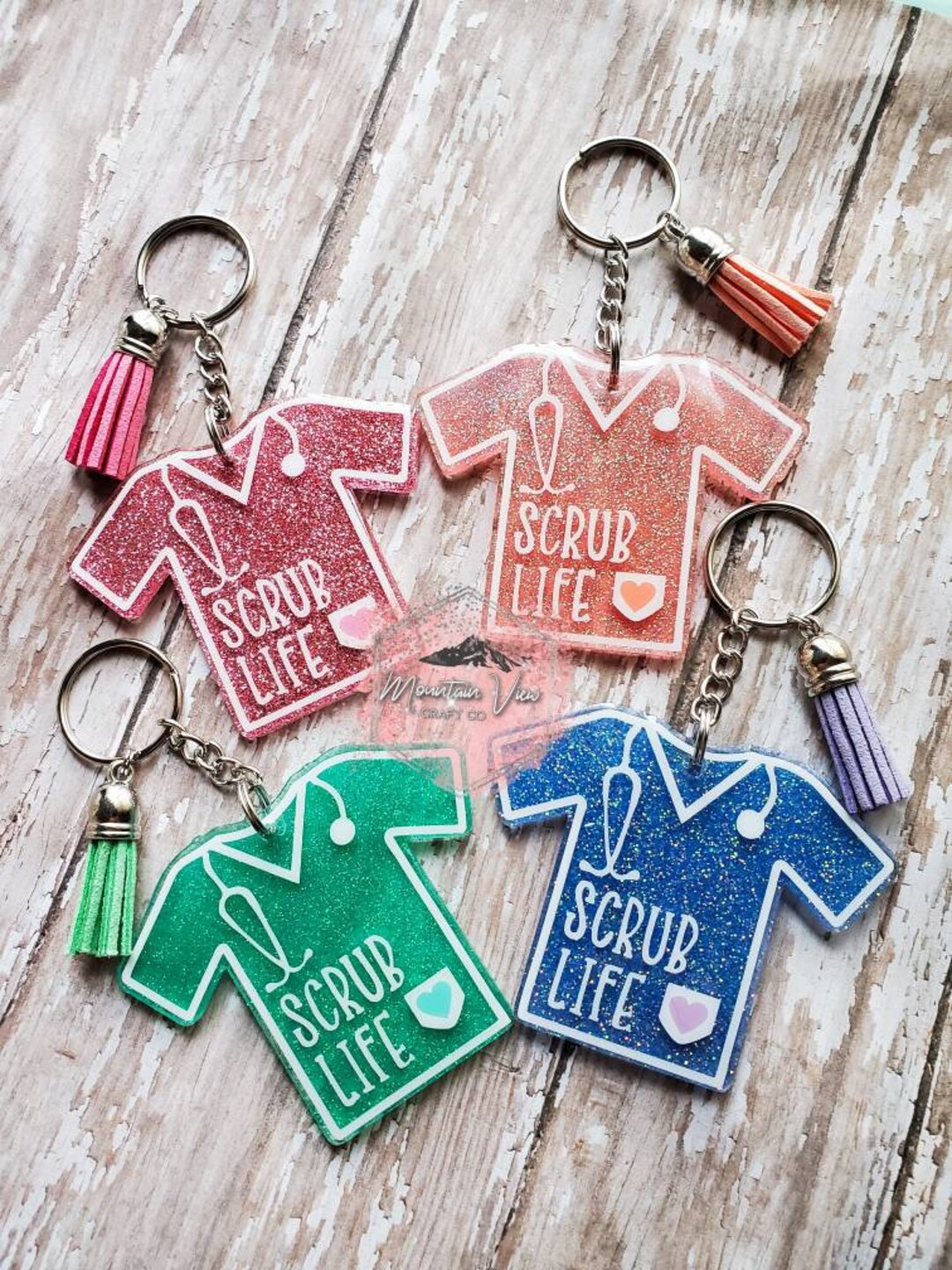 Customizable Scrub Life Glitter Keychain Scrub Keychain Etsy