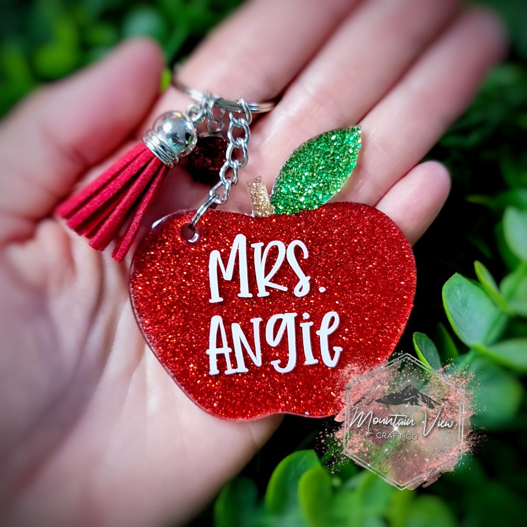 Personalized Teacher Keychain Apple Keychain Teacher Gifts Etsy