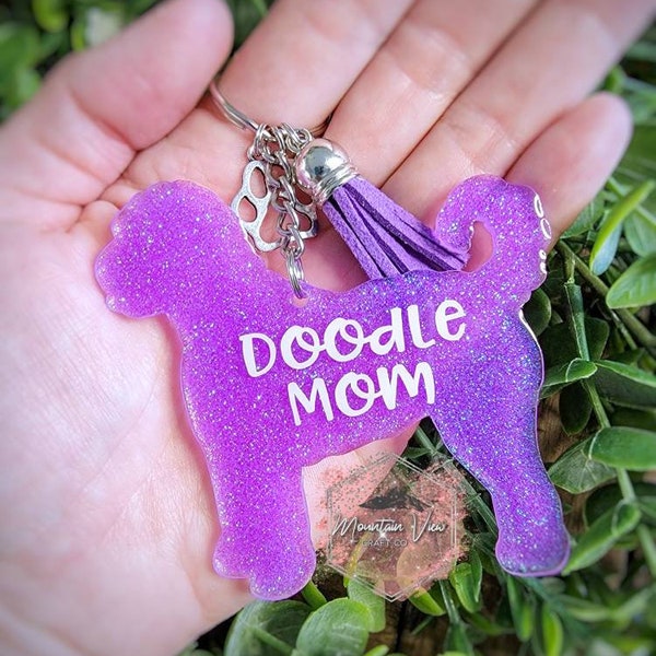Customizable Labradoodle Glitter Keychain, Personalized Labradoodle Keychain, Labradoodle Mom, Labradoodle Gifts, Labradoodle Mama